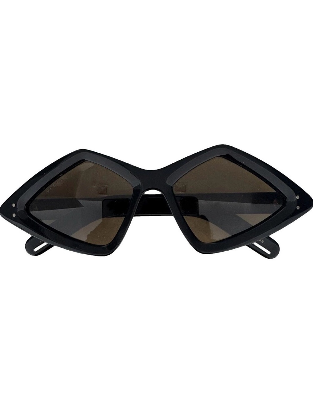 Gucci Black Angular Geometric Cat-Eye Sunglasses